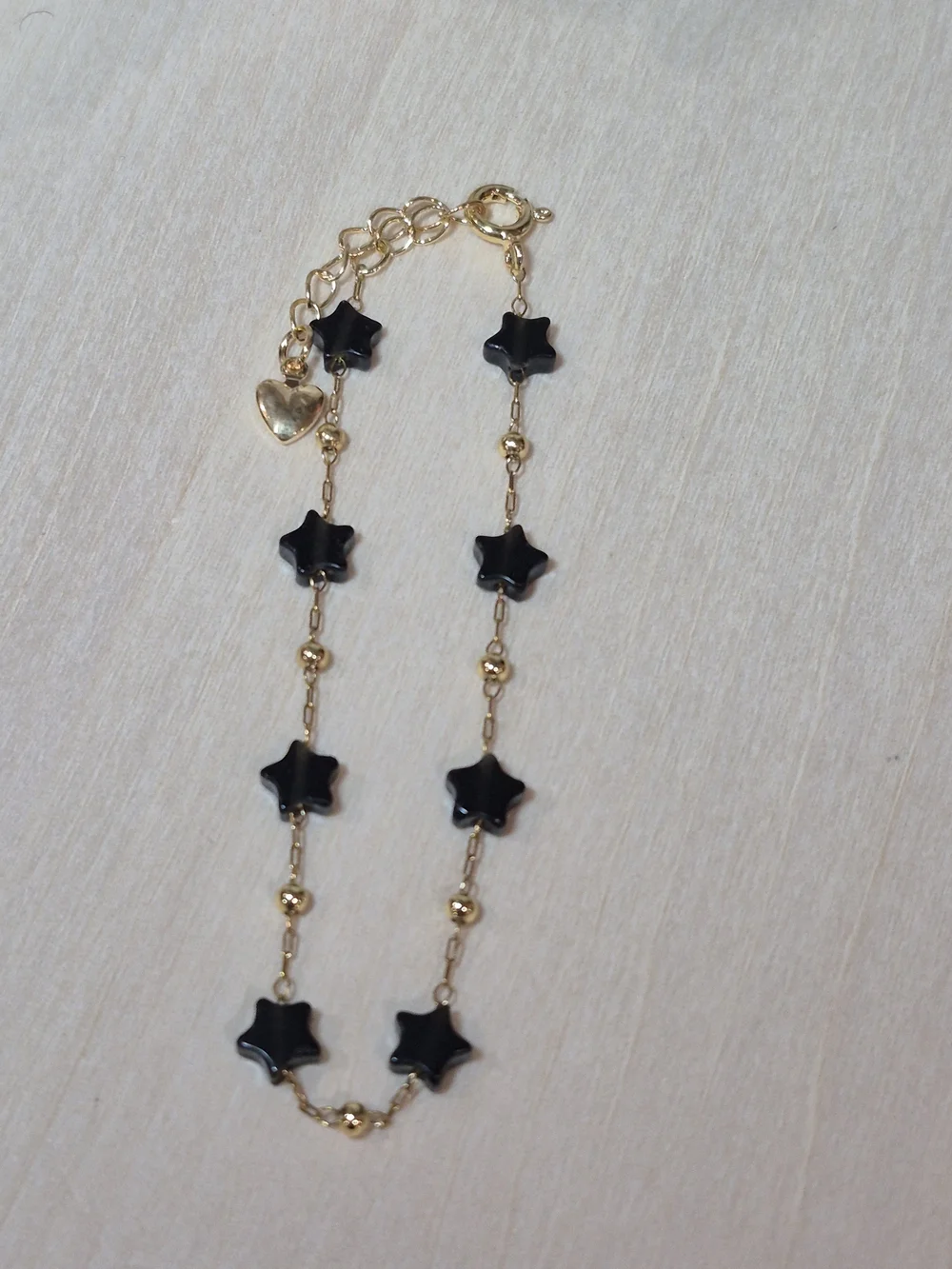 🖤⭐️NEW🖤⭐️ PRETTY!! SS OBSIDIAN Micro PaperClip Nat. Stone Star Bracelet